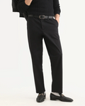 Rare Rabbit Men's Parga Black Cotton Blend Fabric Regular Fit Plain Trouser