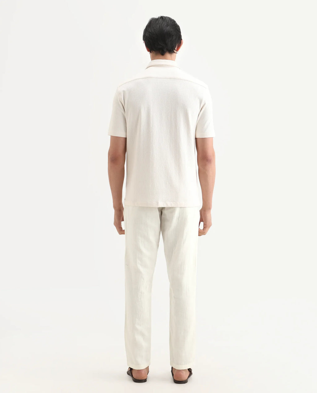 Rare Rabbit Men's Pastor-Ss26 Off White Cotton Fabric Regular Fit Drawstring Plain Trouser