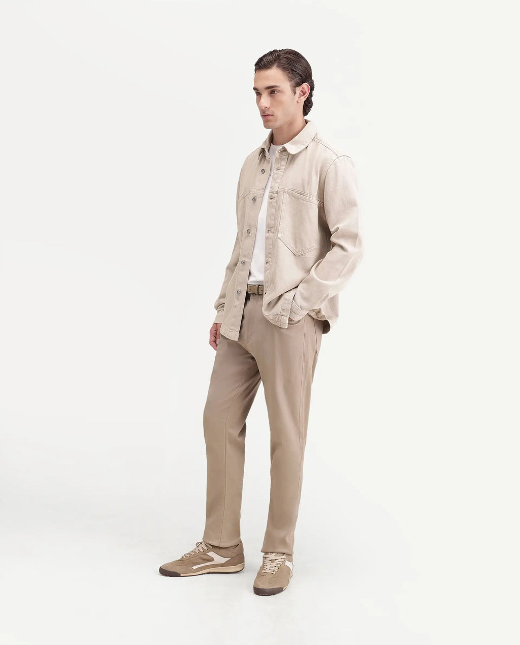 Rare Rabbit Men's Spoke-Ss26 Beige Cotton Blend Fabric Regular Fit Plain Trouser
