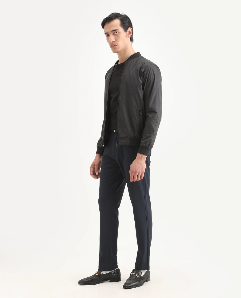 Rare Rabbit Men's Travel-Ss26 Navy Polyester Fabric Button And Zip Closure Closure Plain Trouser
