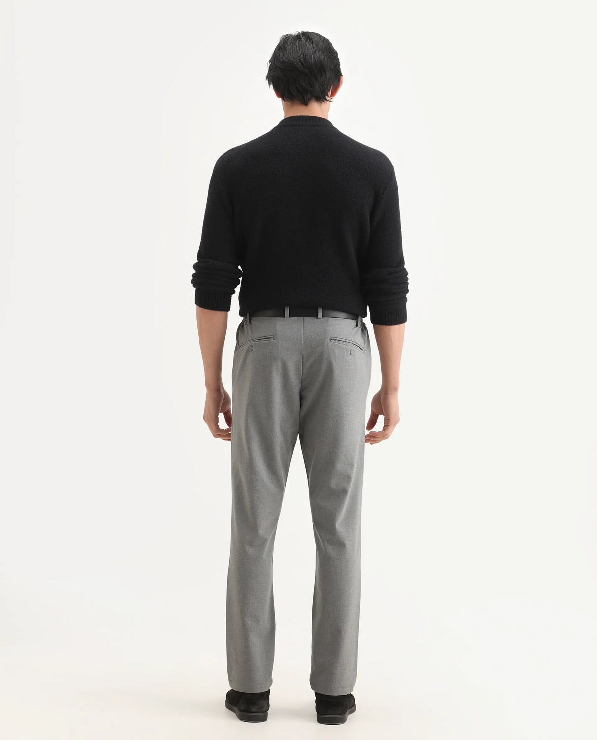 Rare Rabbit Men's Travel-Ss26 Grey Polyester Fabric Button And Zip Closure Closure Plain Trouser