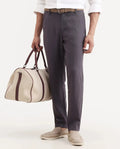 Rare Rabbit Men's Jomo-Ss26 Purple Linen Blend Fabric Regular Fit Plain Trouser