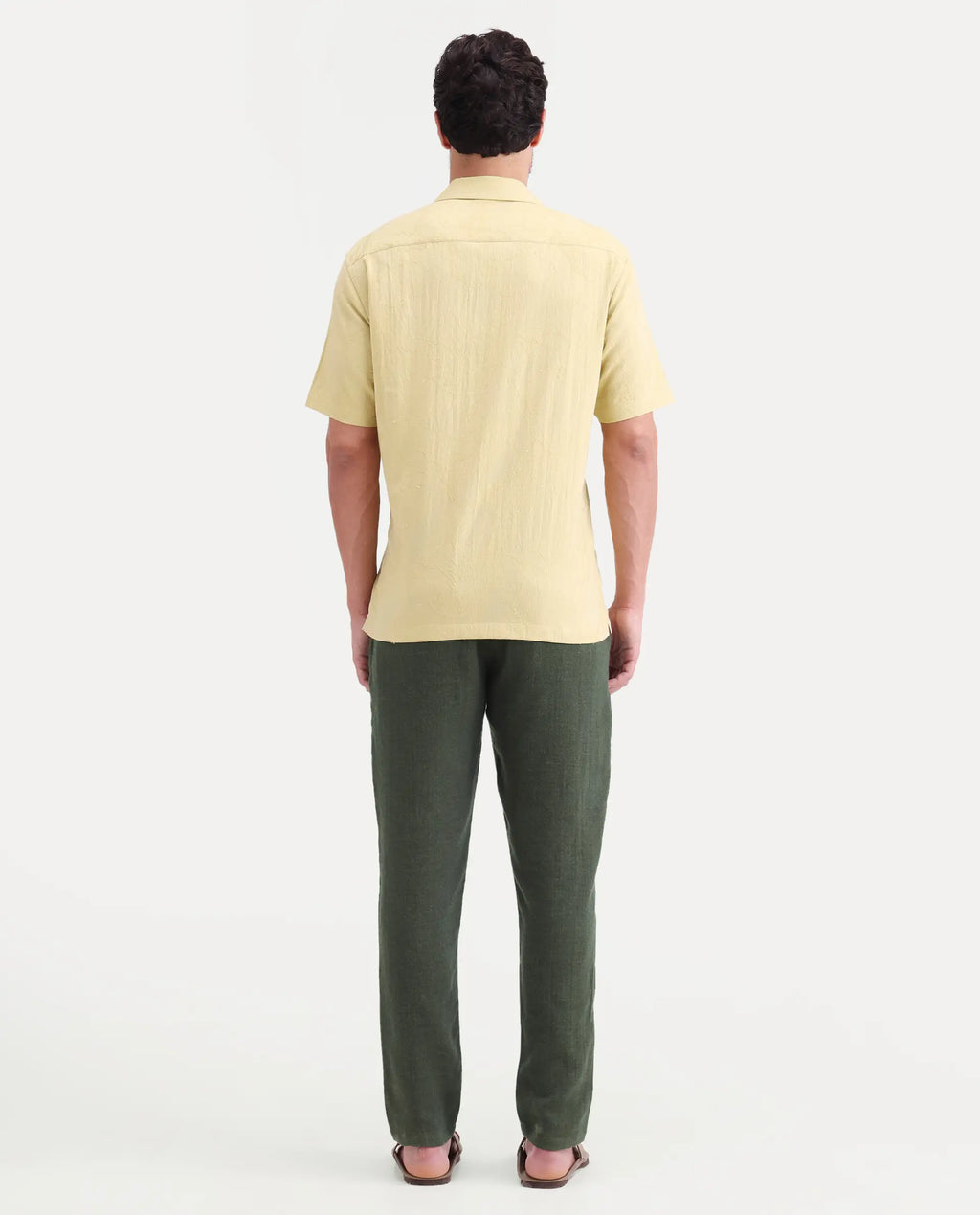 Rare Rabbit Men's Post Olive Cotton Blend Fabric Regular Fit Plain Trouser