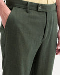 Rare Rabbit Men's Post Olive Cotton Blend Fabric Regular Fit Plain Trouser