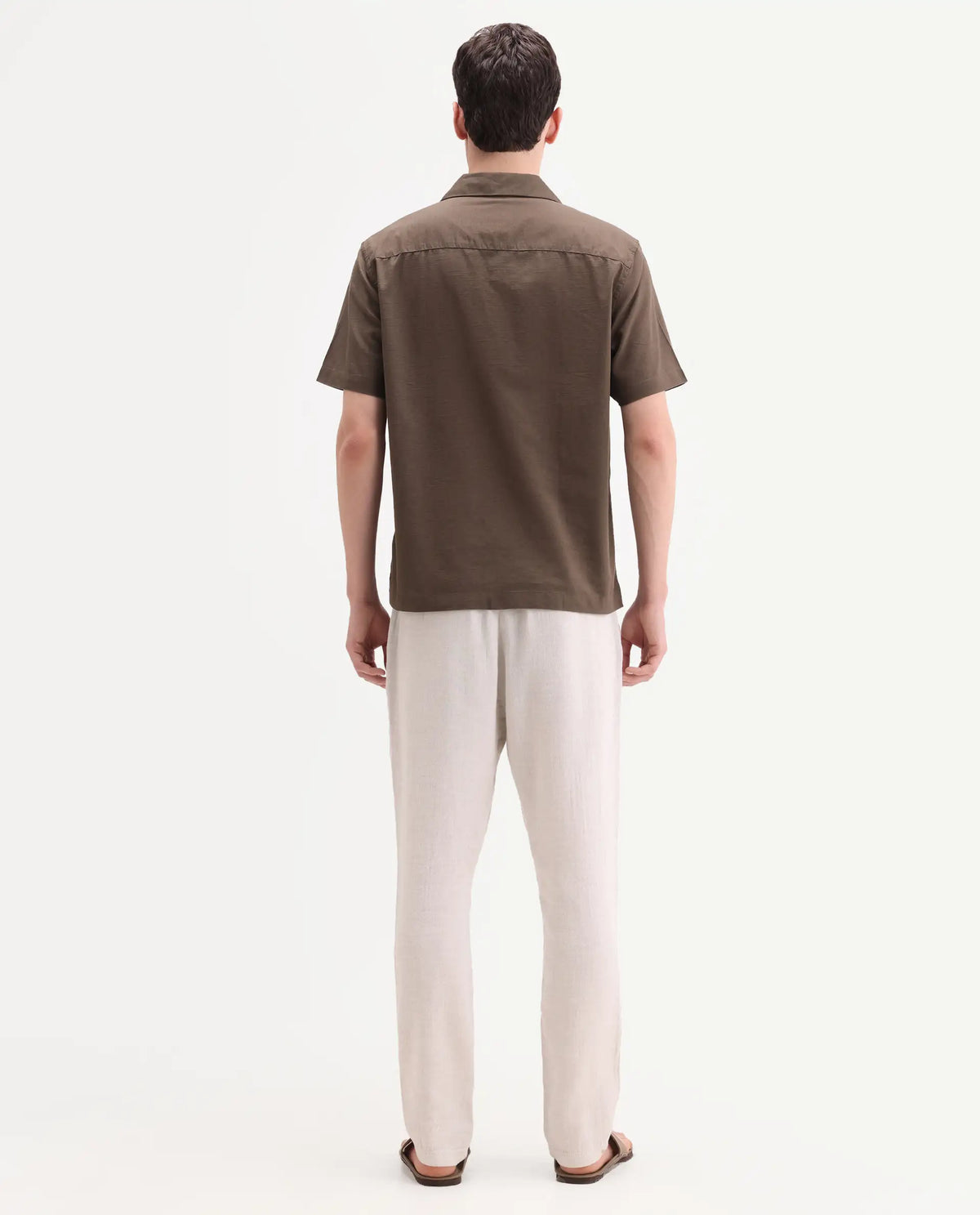 Rare Rabbit Men's Post Off White Cotton Blend Fabric Regular Fit Plain Trouser