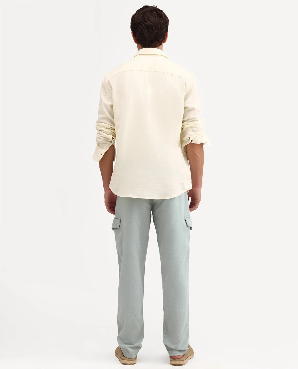 Rare Rabbit Men's Haxlr-B Dusky Green Cotton Blend Fabric Regular Fit Plain Cargo Trouser