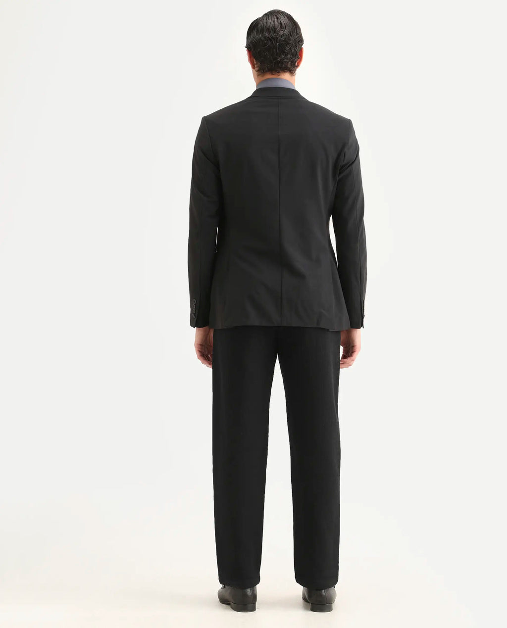 Rare Rabbit Men's Neux Black Cotton Fabric Regular Fit Textured Trouser