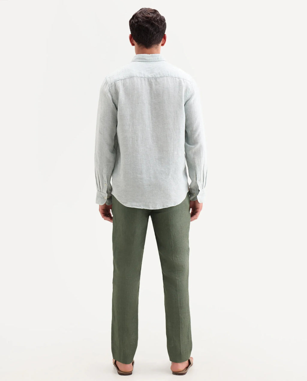Rare Rabbit Men's Borium-T Dusky Green Linen Fabric Regular Fit Plain Trouser