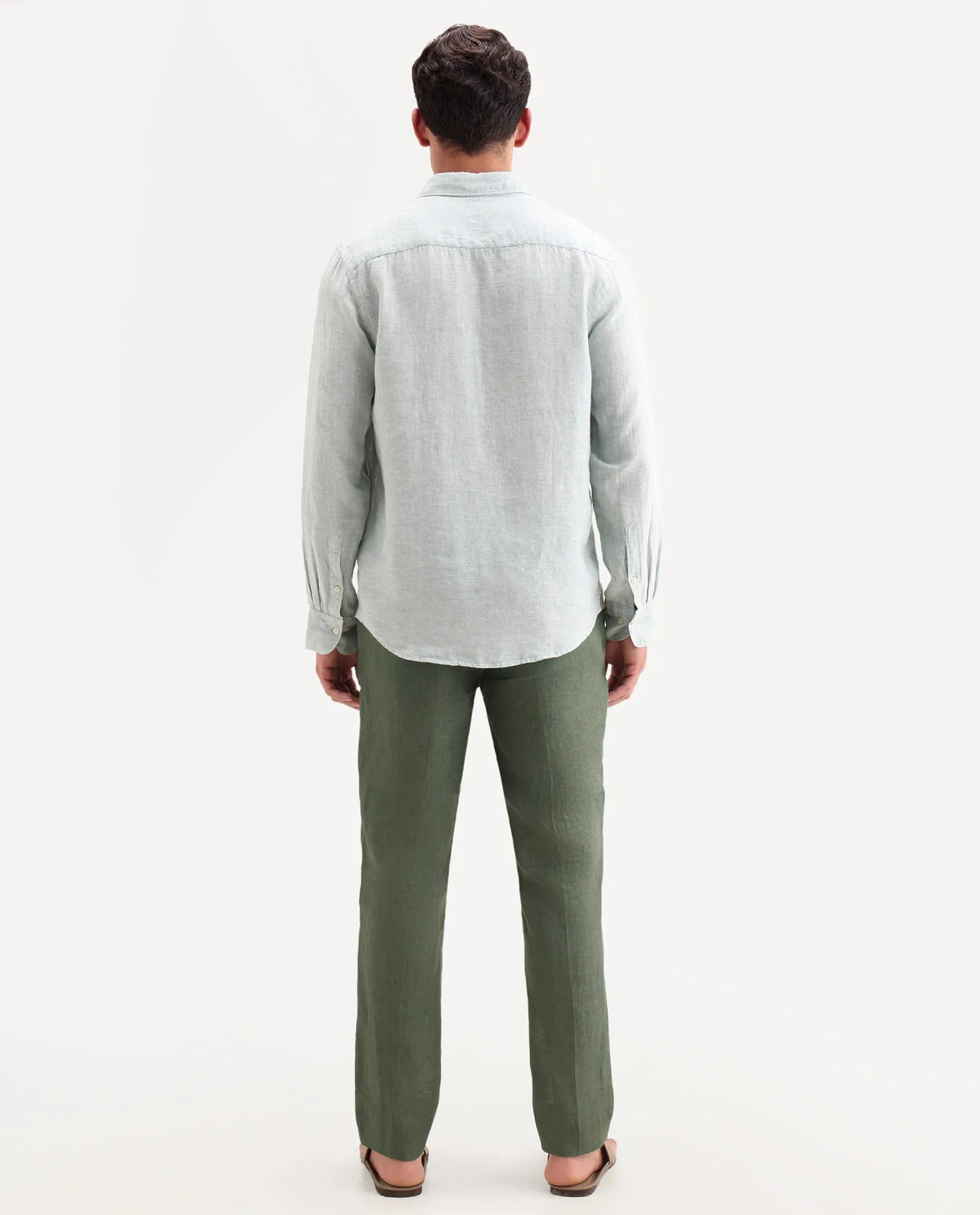 Rare Rabbit Men's Borium-T Dusky Green Linen Fabric Regular Fit Plain Trouser