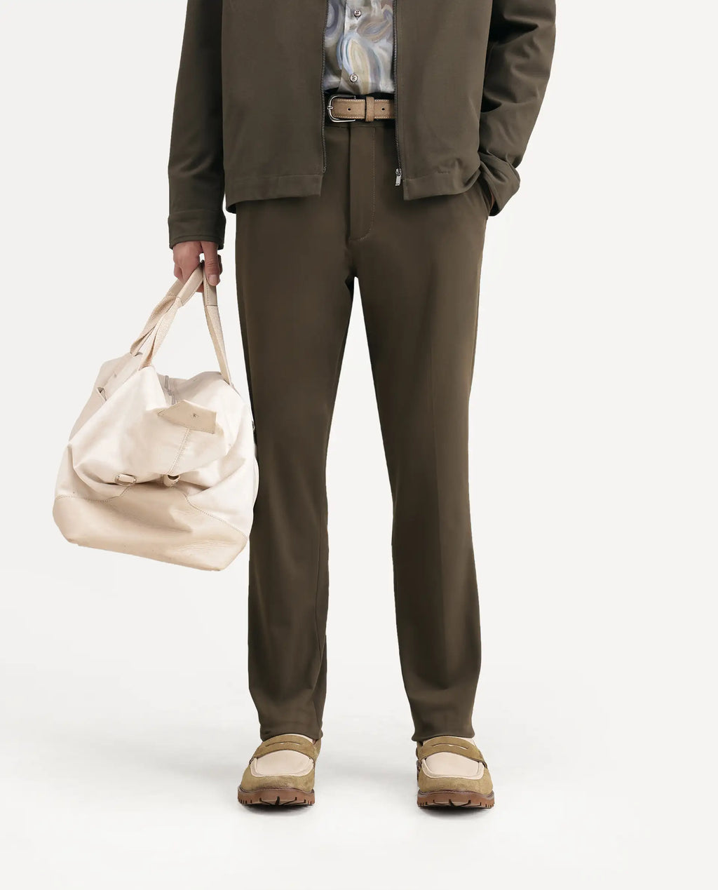 Rare Rabbit Men's Arcade-Ss26 Olive Polyester Blend Fabric Regular Fit Plain Trouser