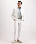 Rare Rabbit Men's Travel-Ss26 White Polyester Fabric Button And Zip Closure Closure Plain Trouser