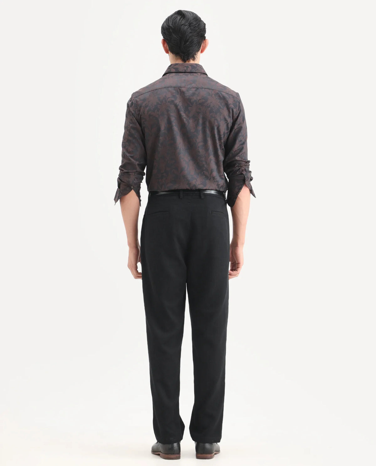 Rare Rabbit Men's Nada Black Cotton Fabric Relaxed Fit Plain Trouser