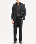 Rare Rabbit Men's Nada Black Cotton Fabric Relaxed Fit Plain Trouser
