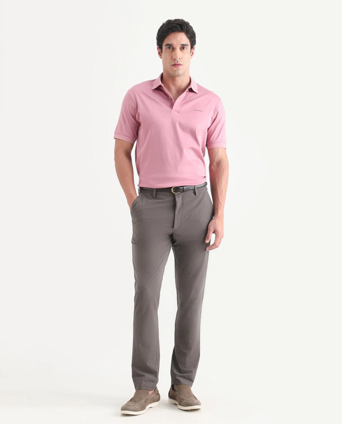 Rare Rabbit Men's Arcade-Lite Light Brown Polyester Blend Fabric Regular Fit Plain Trouser