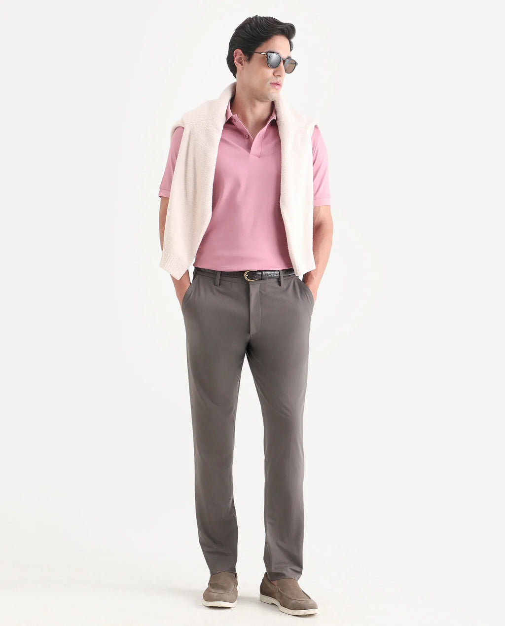 Rare Rabbit Men's Arcade-Lite Light Brown Polyester Blend Fabric Regular Fit Plain Trouser