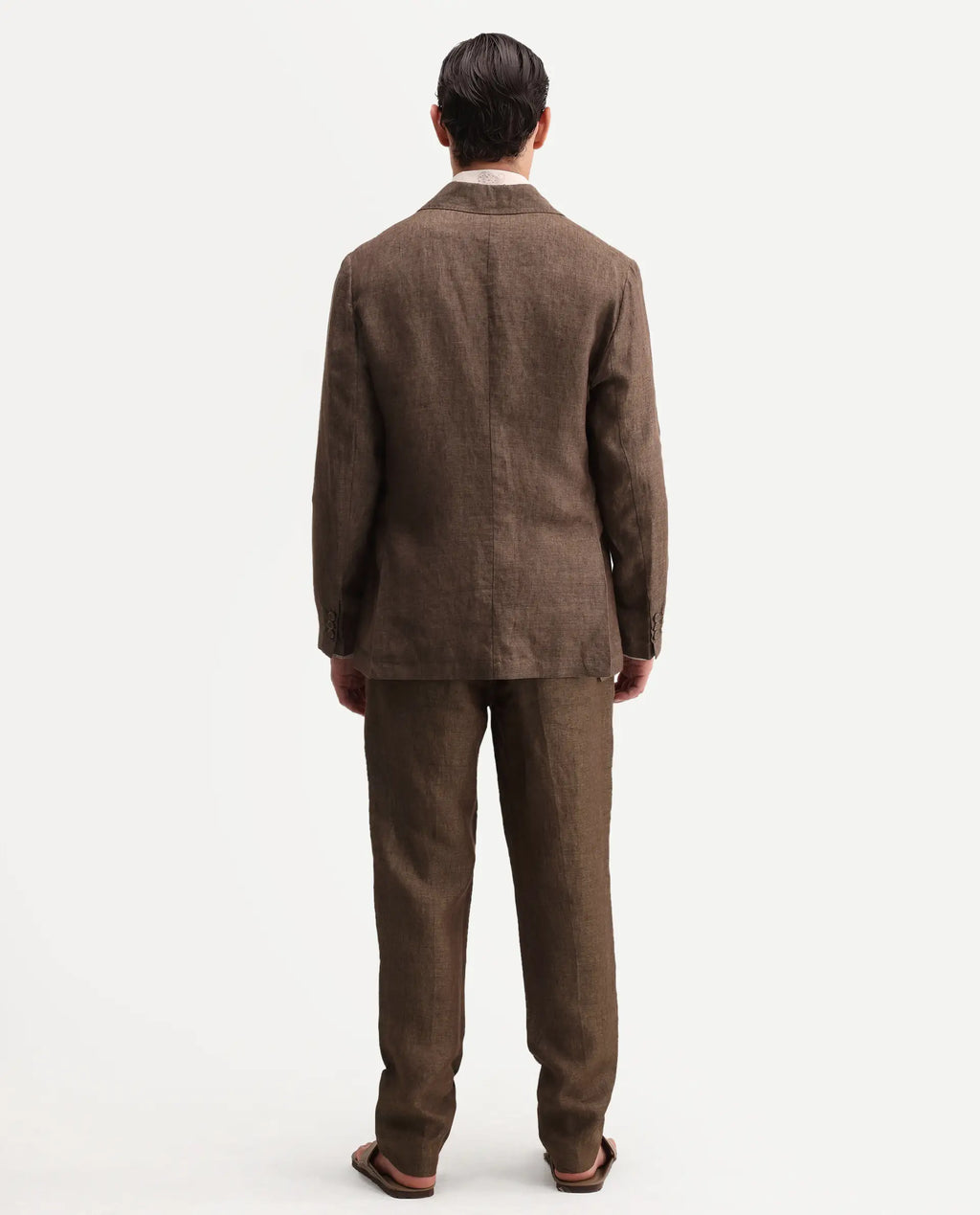 Rare Rabbit Men's Borium-T Brown Linen Fabric Regular Fit Plain Trouser