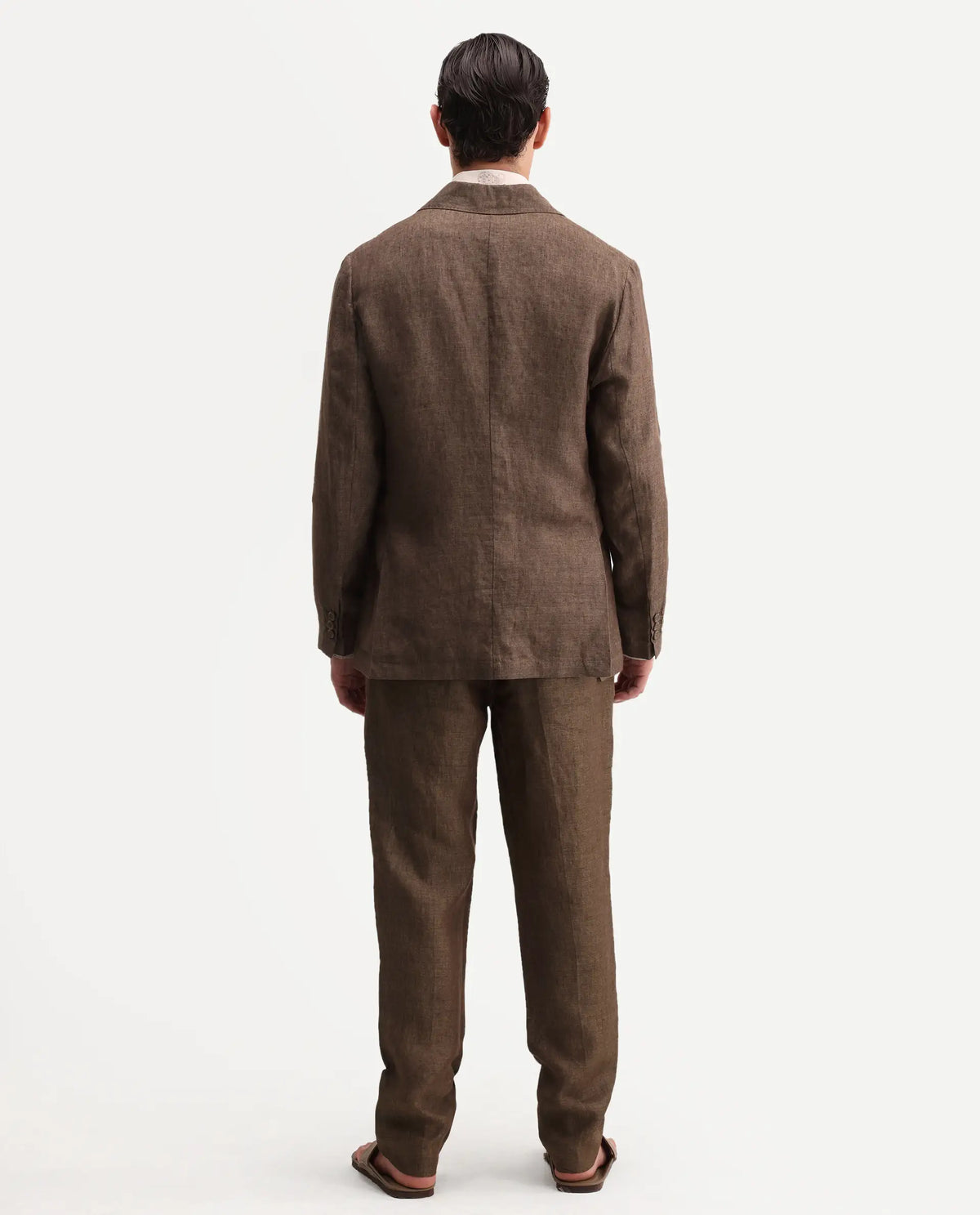Rare Rabbit Men's Borium-T Brown Linen Fabric Regular Fit Plain Trouser