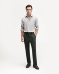 Rare Rabbit Men's Alvs Dark Green Polyester Fabric Regular Fit Plain Trouser