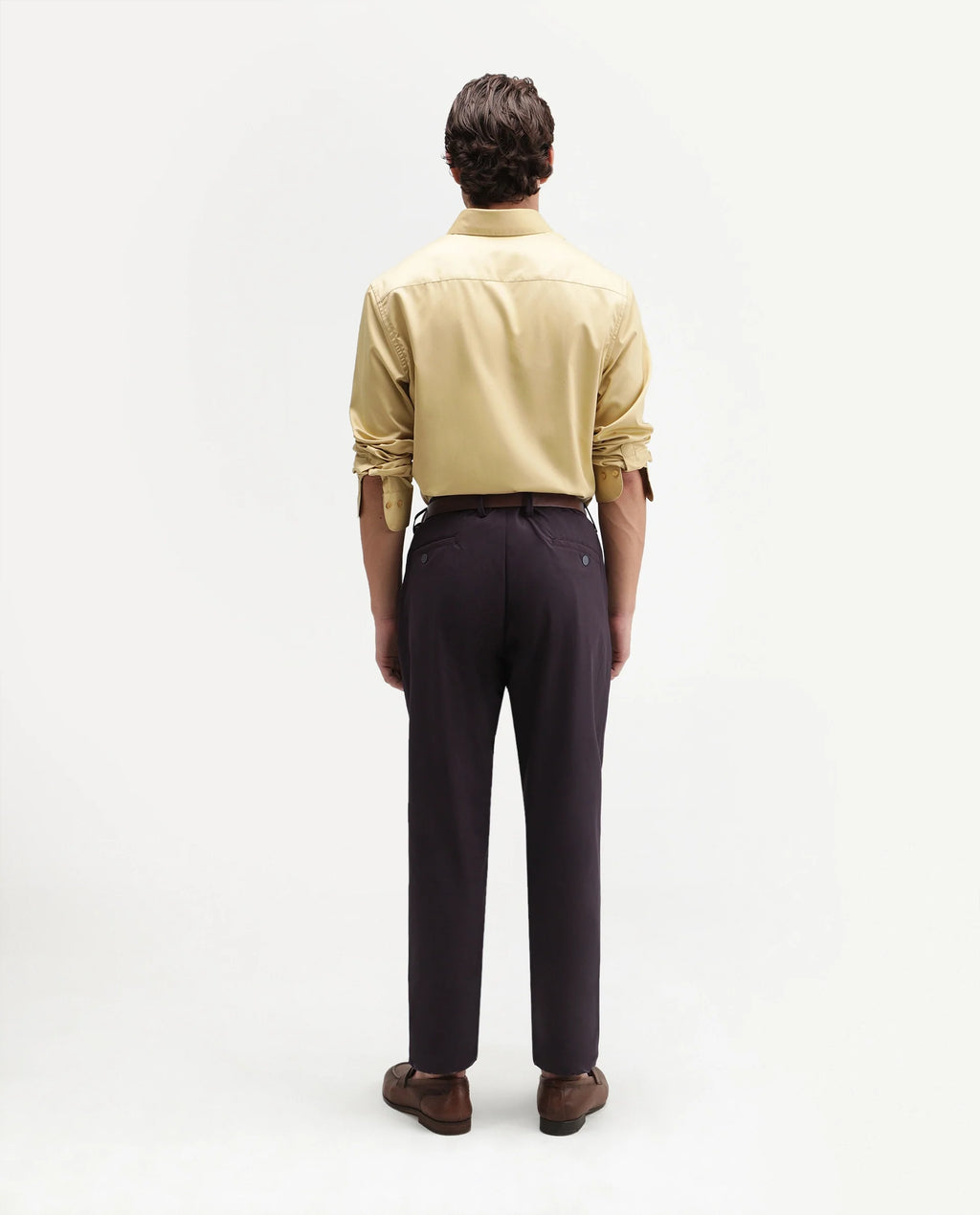 Rare Rabbit Men's Alvs Dark Purple Polyester Fabric Regular Fit Plain Trouser
