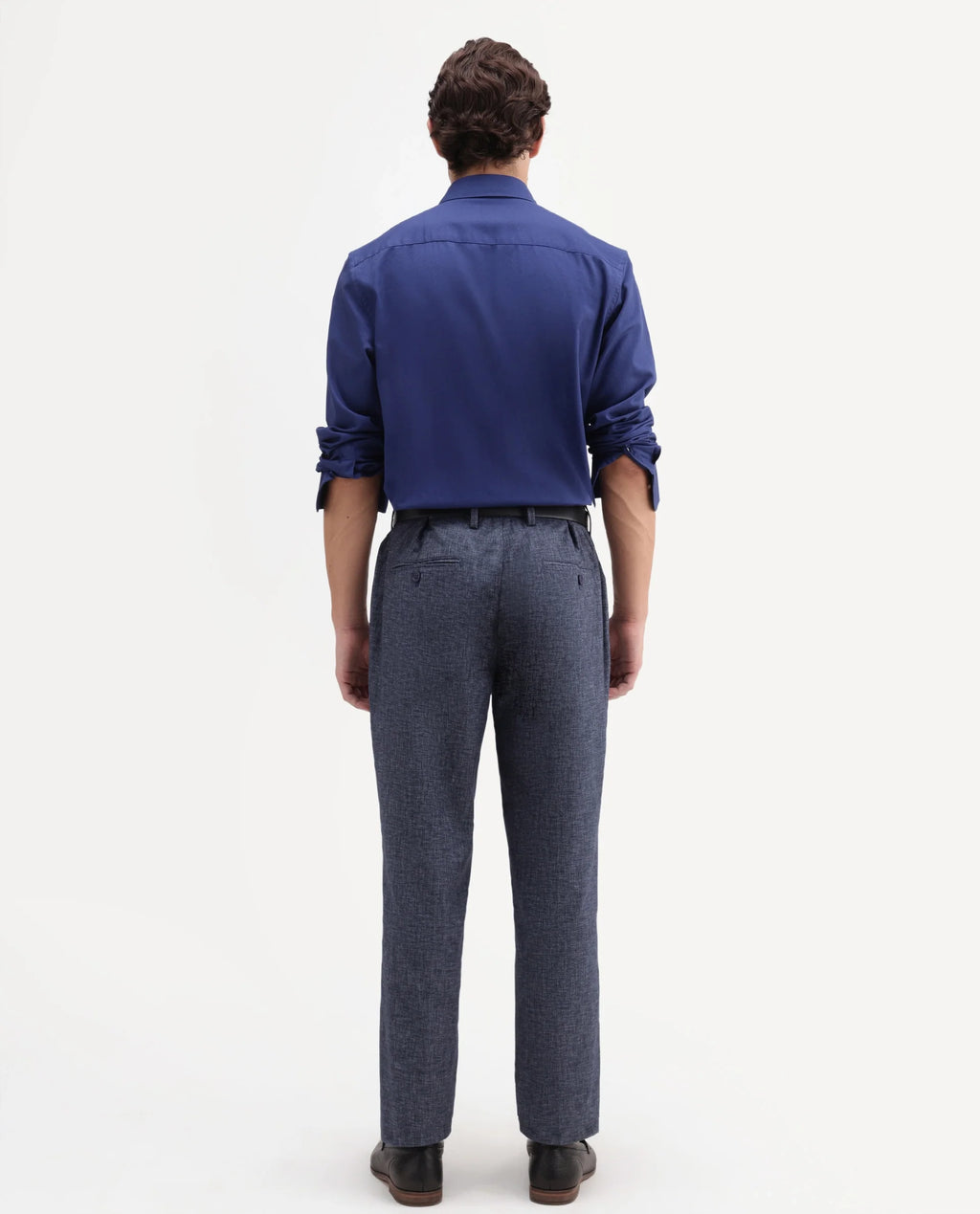 Rare Rabbit Men's Cami Dark Blue Cotton Blend Fabric Regular Fit Plain Trouser