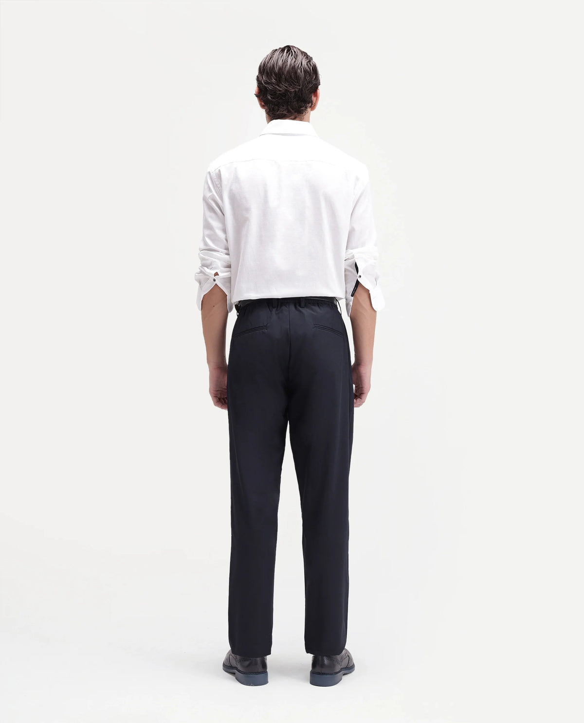 Rare Rabbit Men's Edom-B Navy Polyester Blend Fabric Regular Fit Plain Trouser