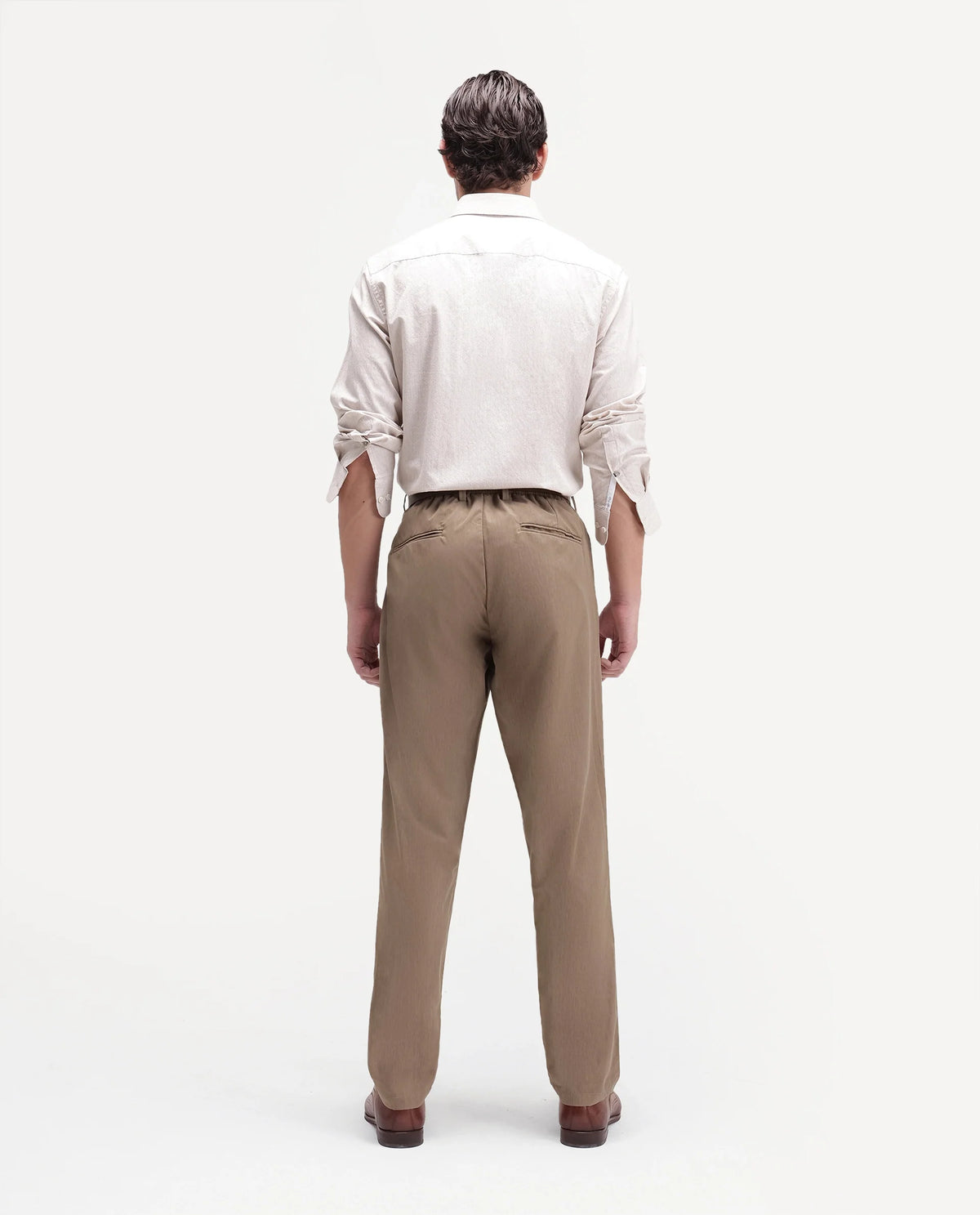 Rare Rabbit Men's Edom-B Light Brown Polyester Blend Fabric Regular Fit Plain Trouser