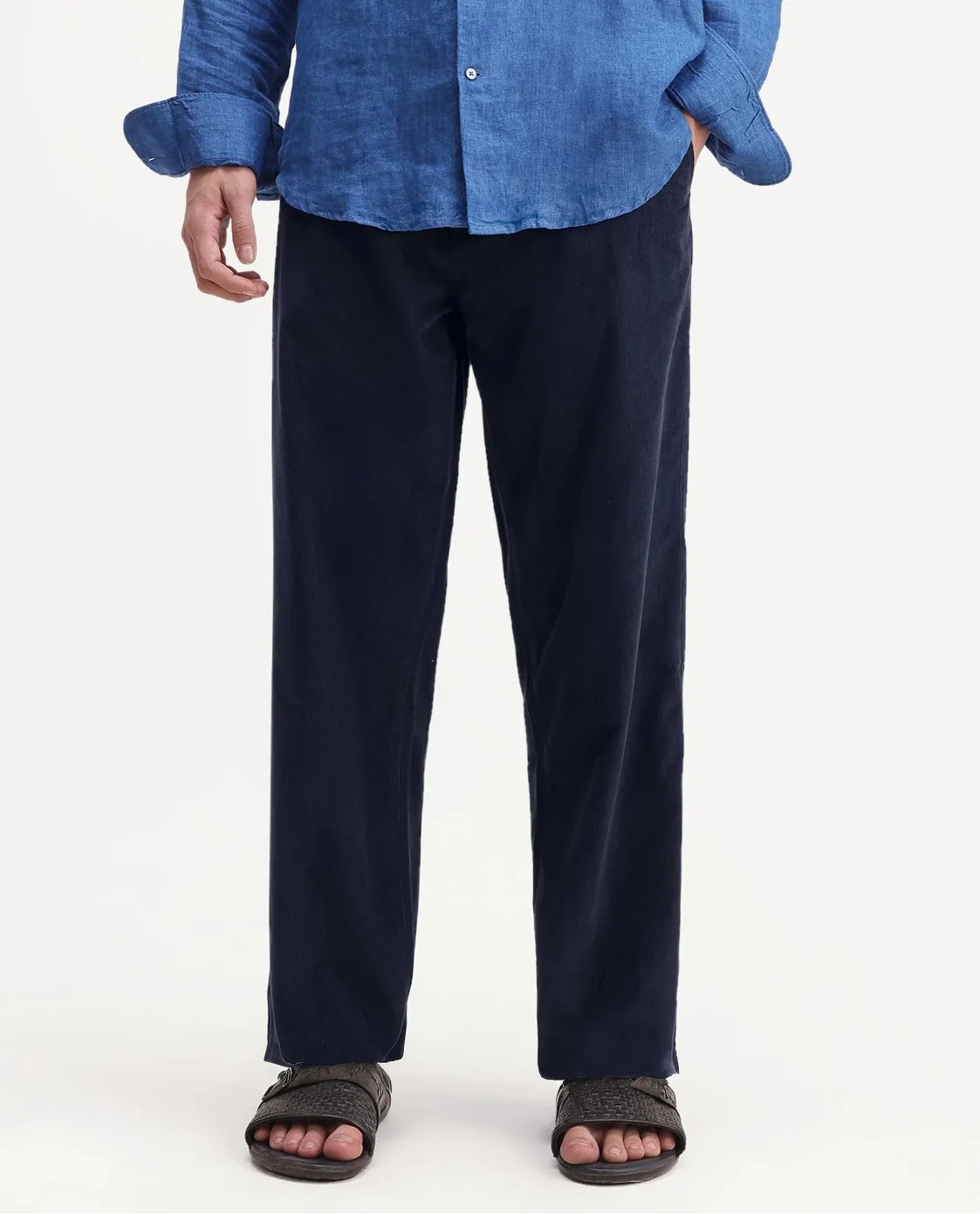 Rare Rabbit Men's Chant-B Dark Blue Cotton Straight Fit Regular Length Trouser