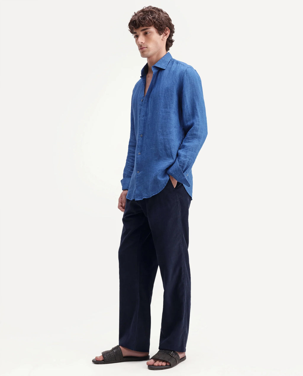 Rare Rabbit Men's Chant-B Dark Blue Cotton Straight Fit Regular Length Trouser