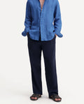 Rare Rabbit Men's Chant-B Dark Blue Cotton Straight Fit Regular Length Trouser