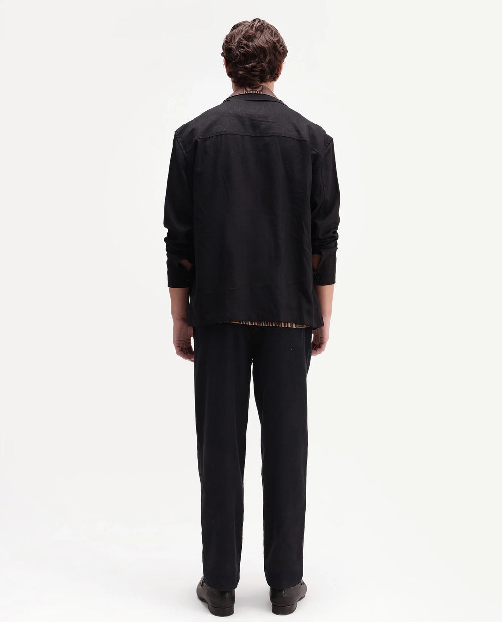 Rare Rabbit Men's Chans Black Cotton Straight Fit Length Plain Trouser