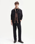 Rare Rabbit Men's Chans Black Cotton Straight Fit Length Plain Trouser