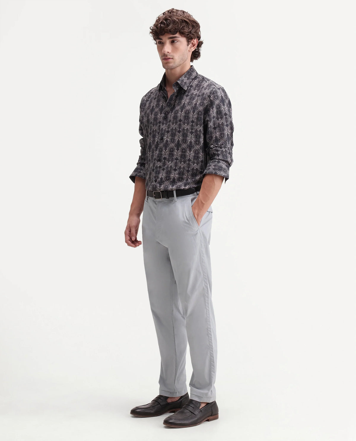 Rare Rabbit Men's Eder-T Light Blue Cotton Fabric Regular Fit Plain Trouser