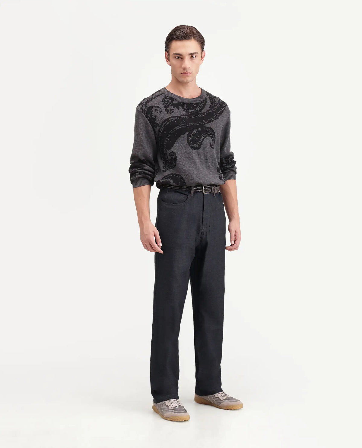 Rare Rabbit Men's Widow-B Black Cotton Blend Fabric Regular Fit Plain Trouser