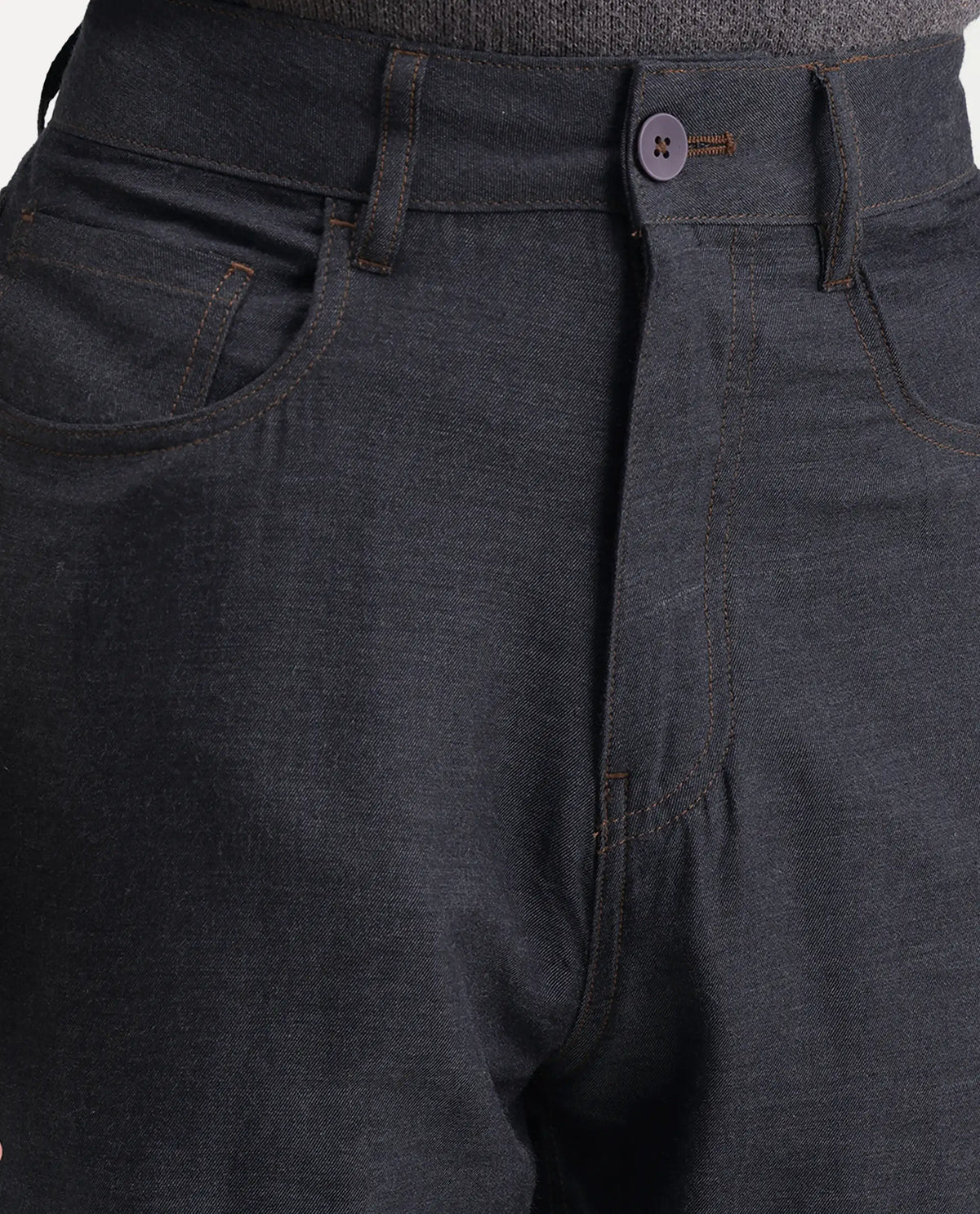 Rare Rabbit Men's Widow-B Black Cotton Blend Fabric Regular Fit Plain Trouser