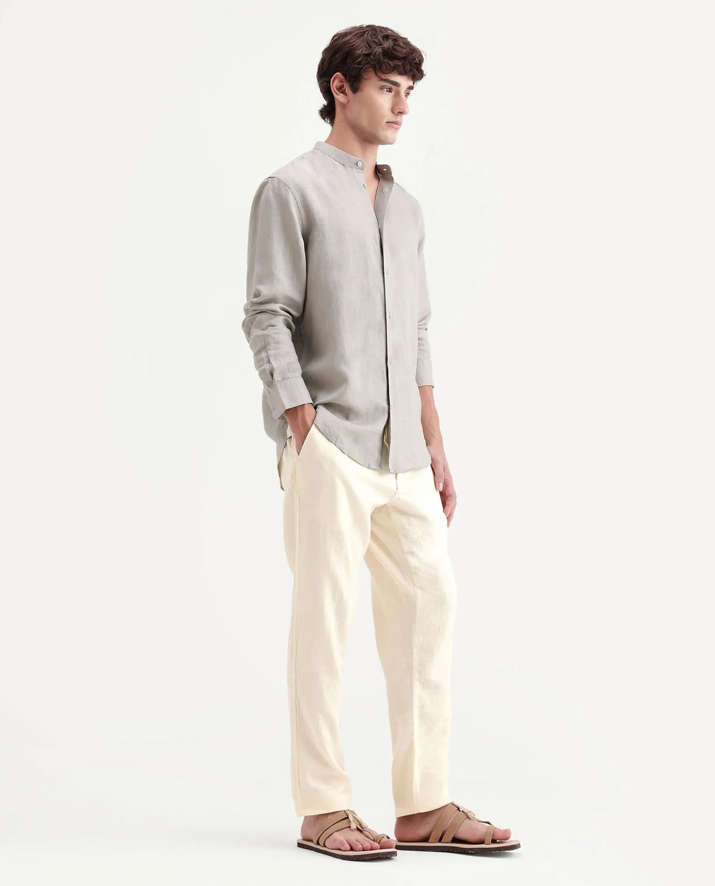 Rare Rabbit Men's Pastor-Aw26 Off White Cotton Fabric Drawstring Closure Regular Fit Plain Trouser