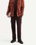 Rare Rabbit Men's Presso-Aw26 Dark Brown Cotton Fabric Regular Fit Plain Trouser