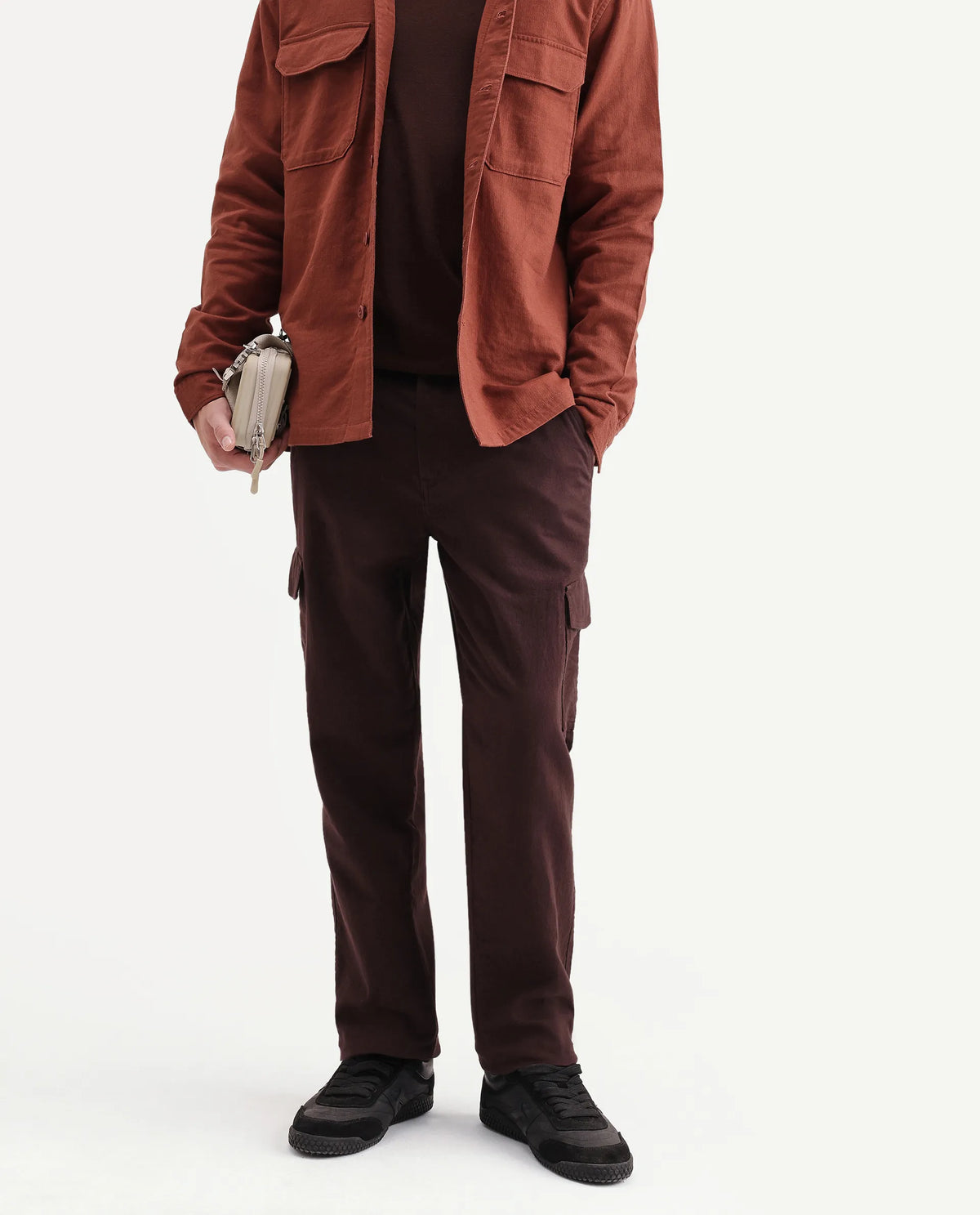 Rare Rabbit Men's Presso-Aw26 Dark Brown Cotton Fabric Regular Fit Plain Trouser
