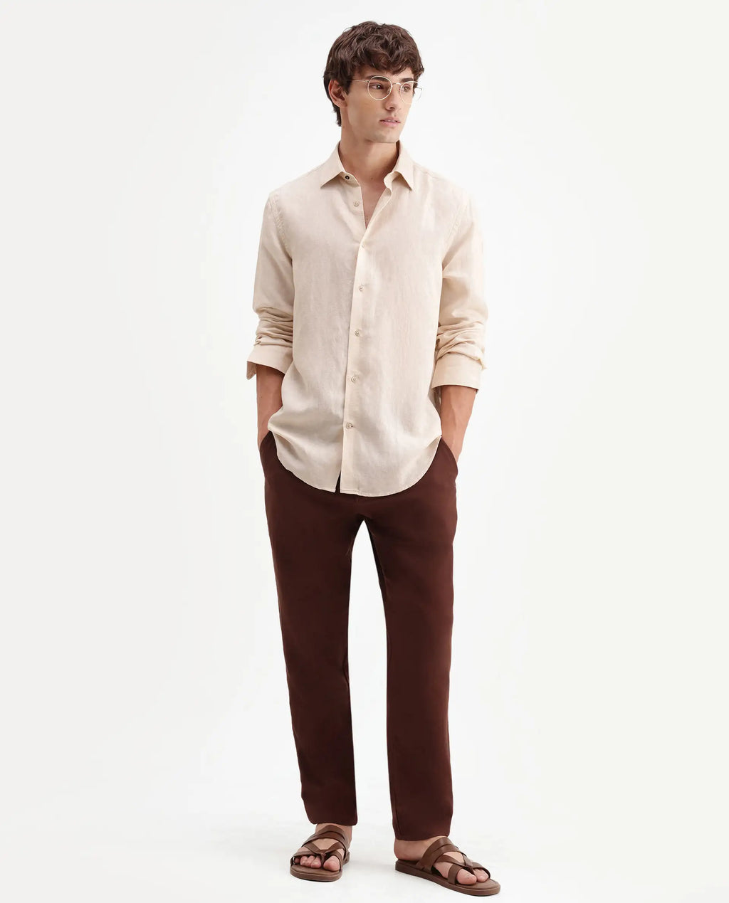 Rare Rabbit Men's Pastor-Aw26 Rust Cotton Fabric Drawstring Closure Regular Fit Plain Trouser