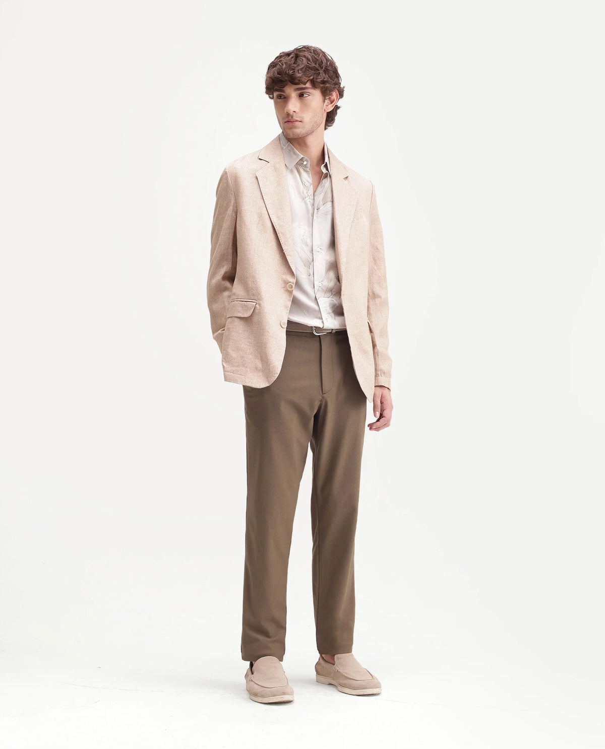 Rare Rabbit Men's Driver-Aw26 Light Khaki Polyester Blend Fabric Regular Fit Plain Trouser