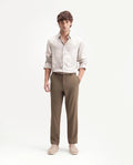 Rare Rabbit Men's Driver-Aw26 Light Khaki Polyester Blend Fabric Regular Fit Plain Trouser