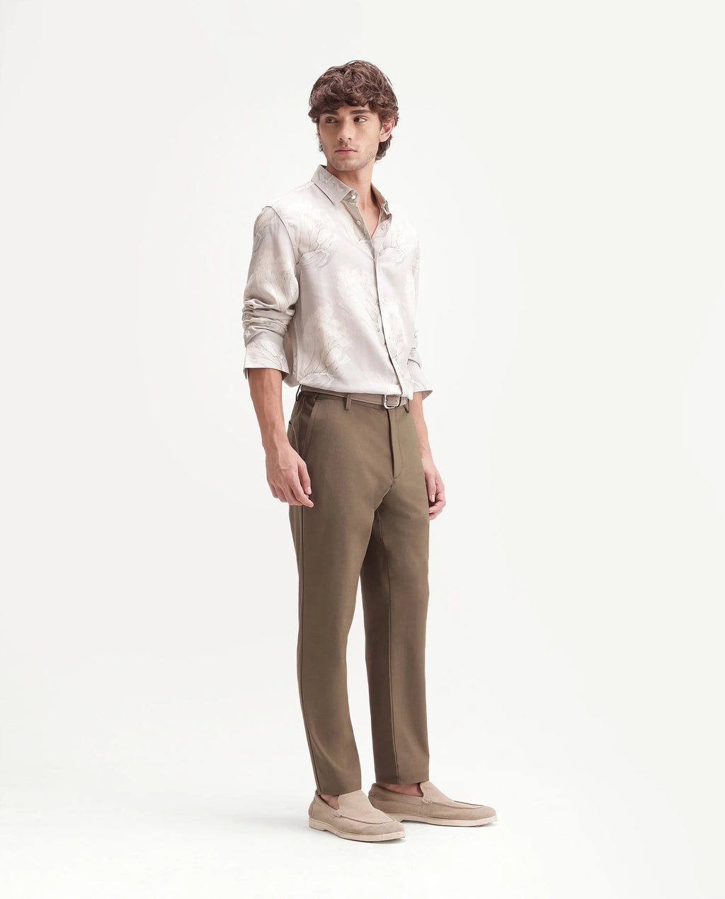 Rare Rabbit Men's Driver-Aw26 Light Khaki Polyester Blend Fabric Regular Fit Plain Trouser