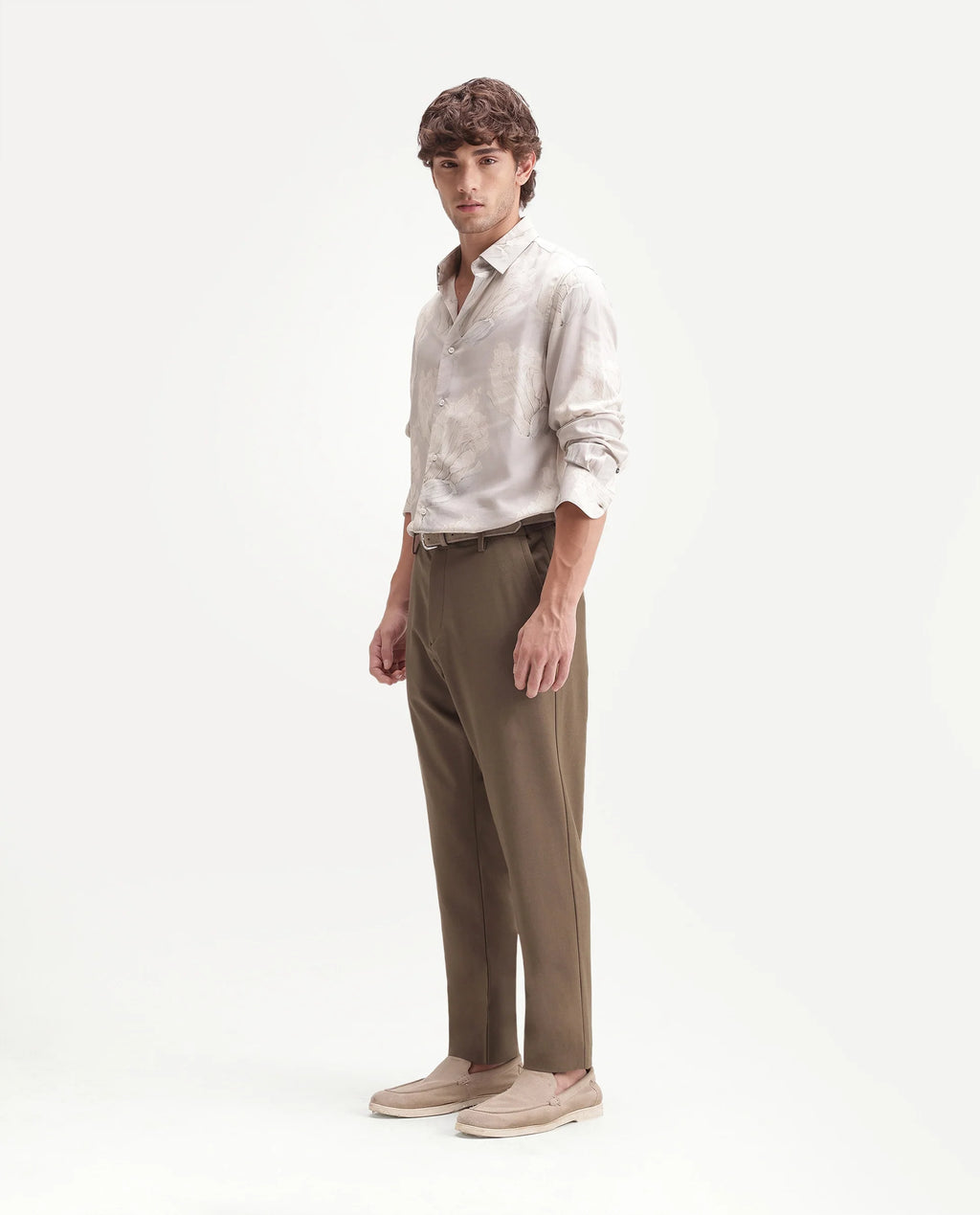 Rare Rabbit Men's Driver-Aw26 Light Khaki Polyester Blend Fabric Regular Fit Plain Trouser