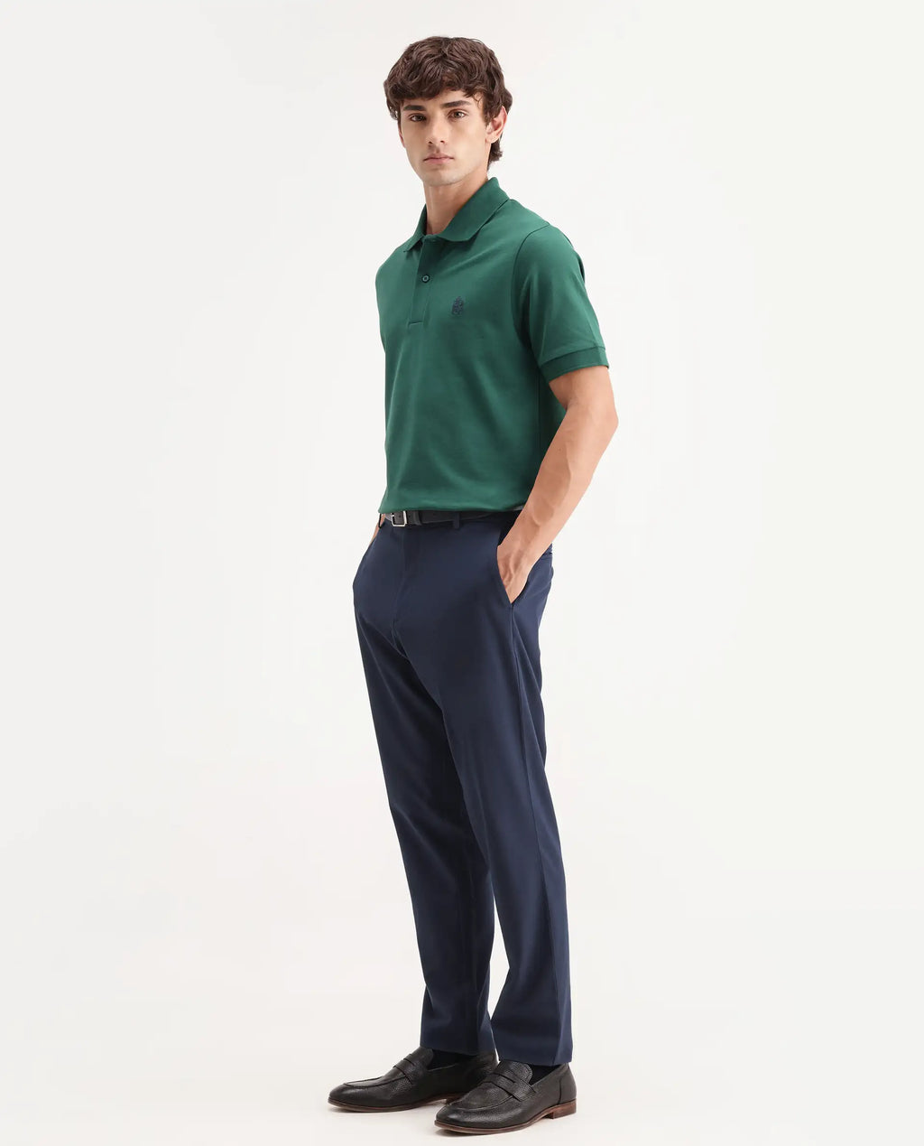 Rare Rabbit Men's Travel-Aw26 Navy Polyester Blend Fabric Regular Fit Plain Trouser