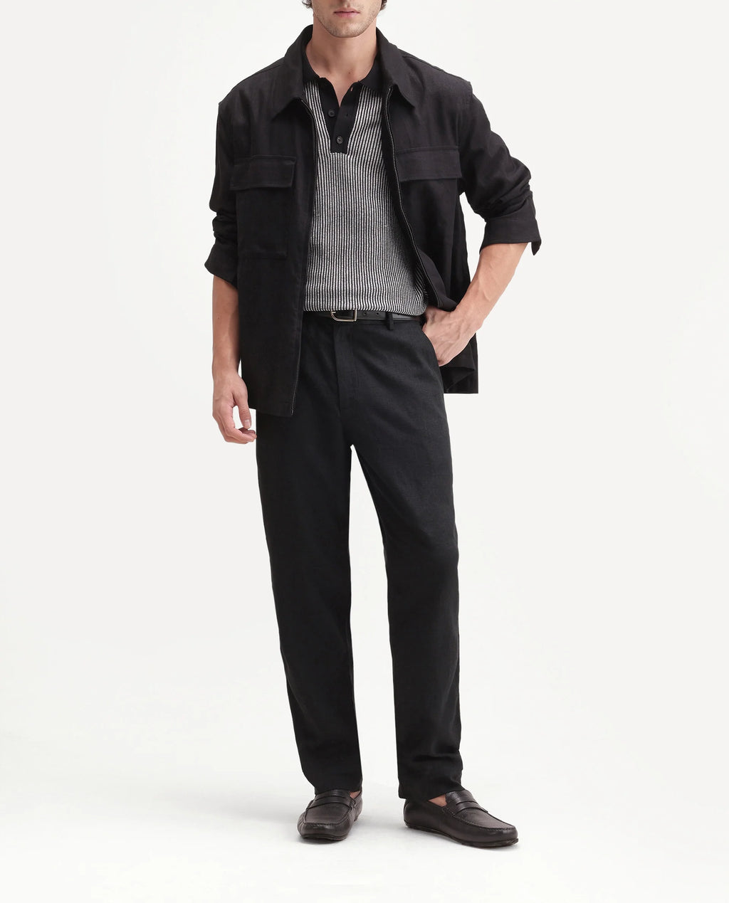 Rare Rabbit Men's Jomo-Aw26 Black Linen Blend Fabric Regular Fit Plain Trouser