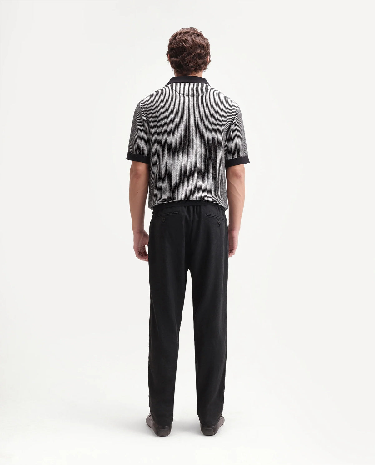 Rare Rabbit Men's Jomo-Aw26 Black Linen Blend Fabric Regular Fit Plain Trouser