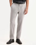 Rare Rabbit Men's Travel-Aw26 Light Grey Polyester Blend Fabric Regular Fit Plain Trouser