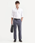 Rare Rabbit Men's Travel-Aw26 Dusky Blue Polyester Blend Fabric Regular Fit Plain Trouser