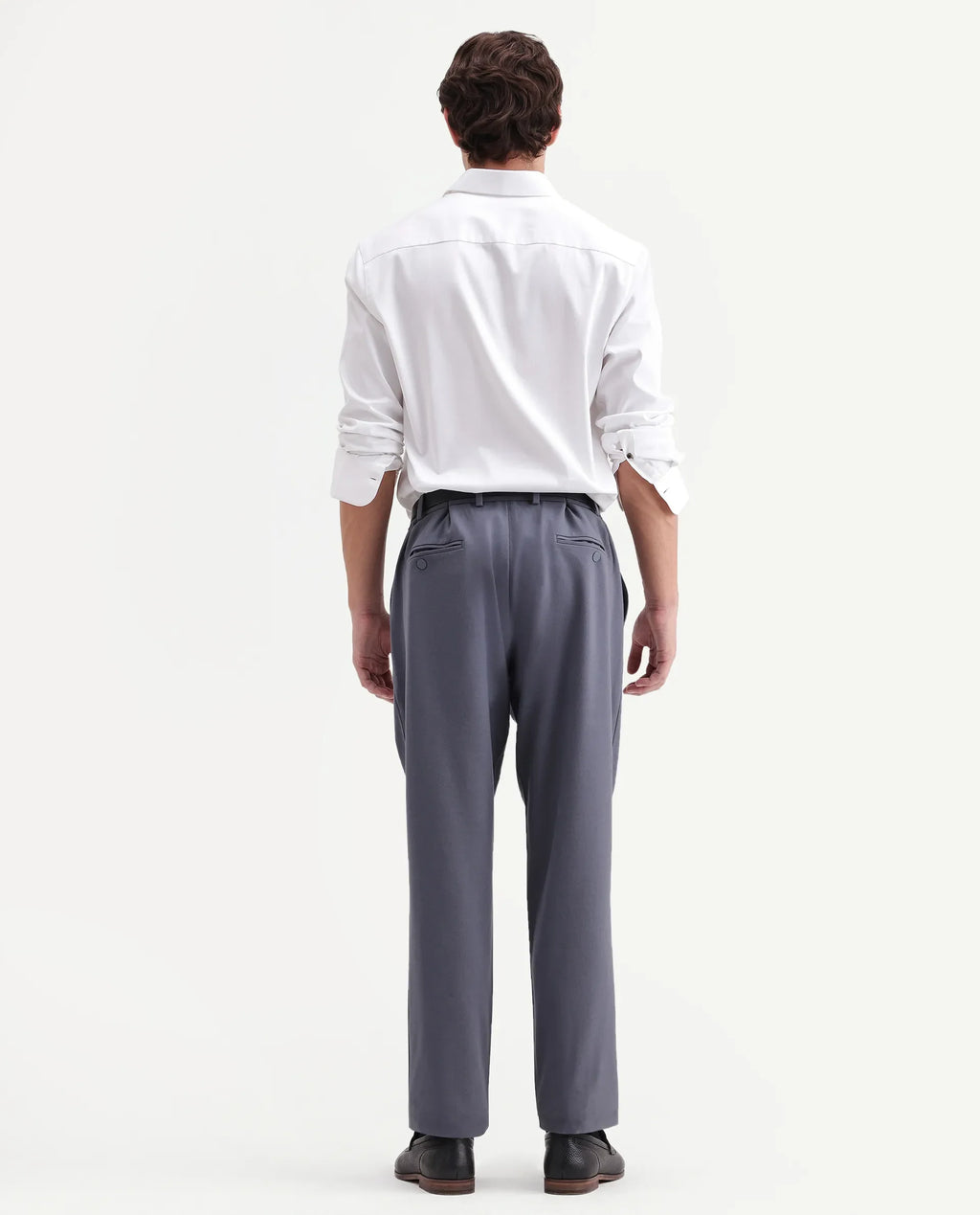Rare Rabbit Men's Travel-Aw26 Dusky Blue Polyester Blend Fabric Regular Fit Plain Trouser