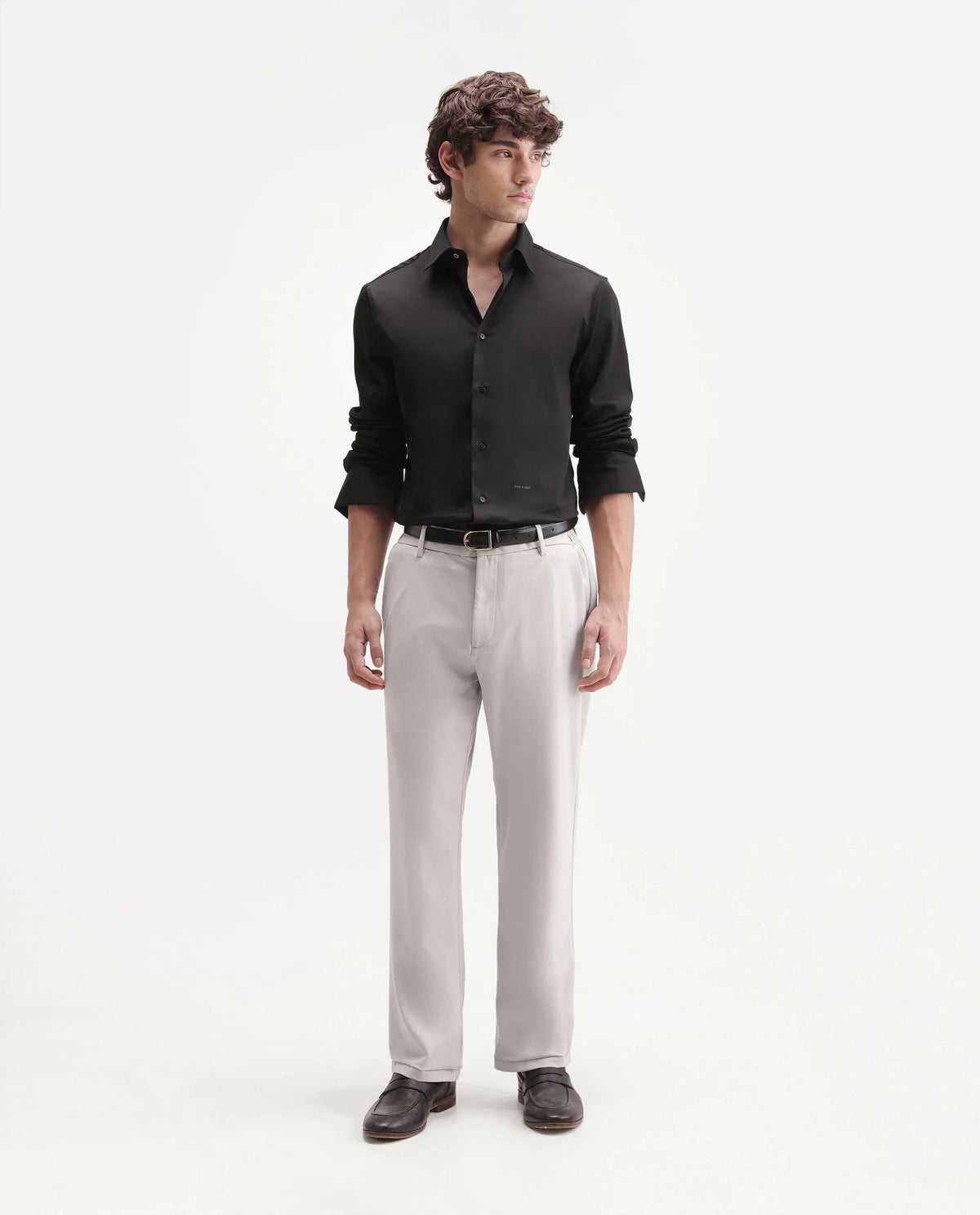 Rare Rabbit Men's Travel-W-Aw26 Beige Polyester Blend Button And Zip Regular Plain Trouser