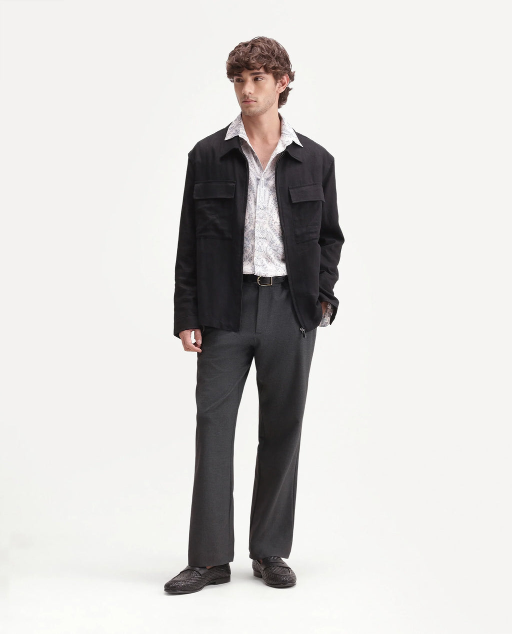 Rare Rabbit Men's Travel-Uw-Aw26 Grey Polyester Blend Button And Zip Regular Plain Trouser